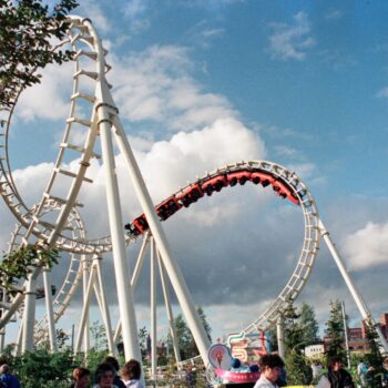 The Coca Cola Rollercoaster at the 1988 Glasgow Garden Festival